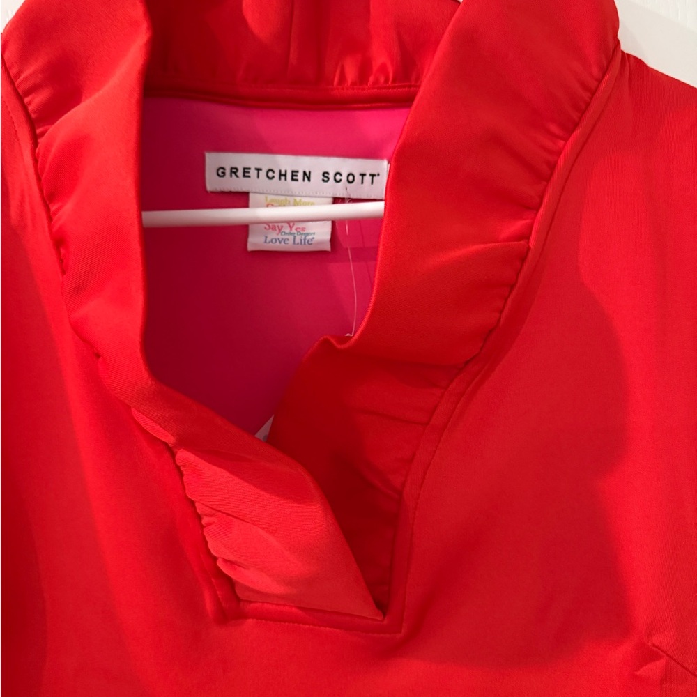 Gretchen Scott Ruffneck Dress Crimson M - Picture 3 of 12